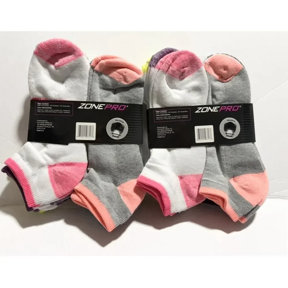Zone Pro Ladies No Show Socks 12 Pair Half Cushion Low Cut Shoe 4-10 Color NEW